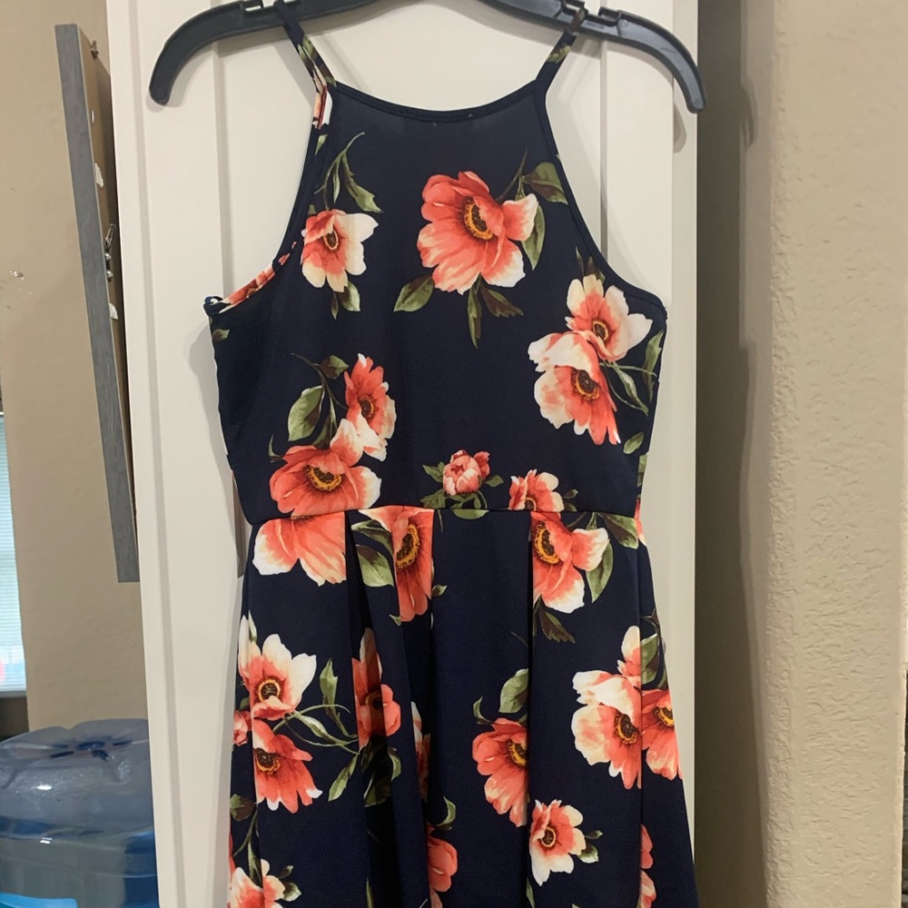Navy floral skater dress